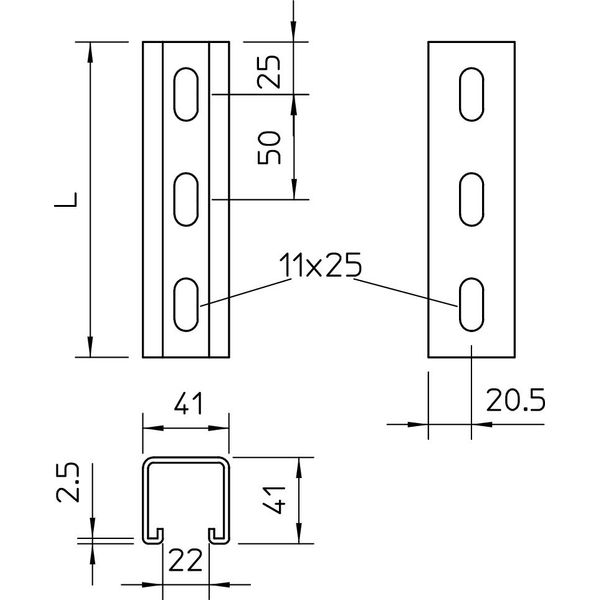 MSL4141PP1000FT Profile rail perforated, slot 22mm 1000x41x41 image 2