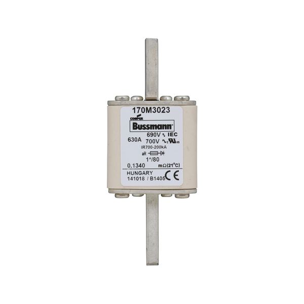 Fuse-link, high speed, 630 A, AC 690 V, compact DIN 1, 45 x 45 x 104 mm, aR, DIN, IEC, single indicator image 7