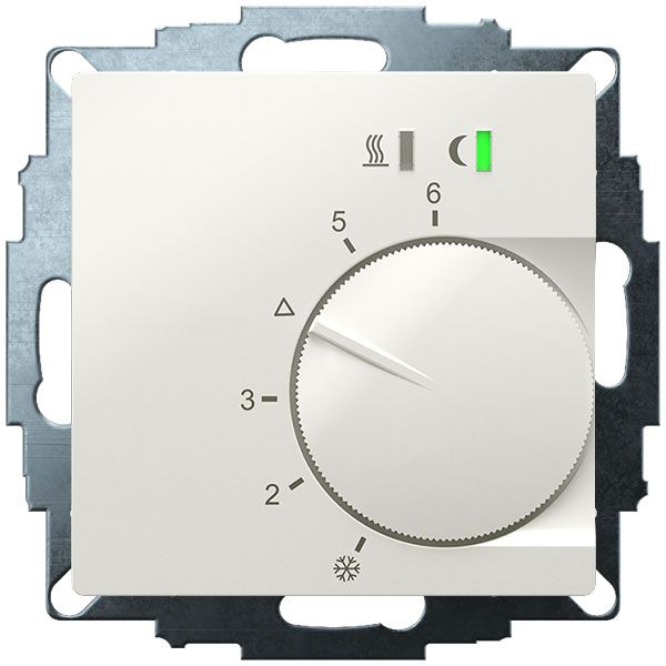 UP room controller, RAL9010 glossy 55x55, 5-30C, AC 24V, triac output, switchable 5 actuators each 3W, change-over input, TA 3.5K, LED displays image 2