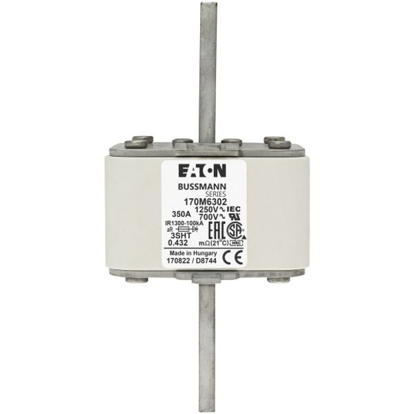 Fuse-link, high speed, 350 A, AC 1250 V, size 3, 76 x 76 x 155 mm, aR, IEC, single indicator image 2