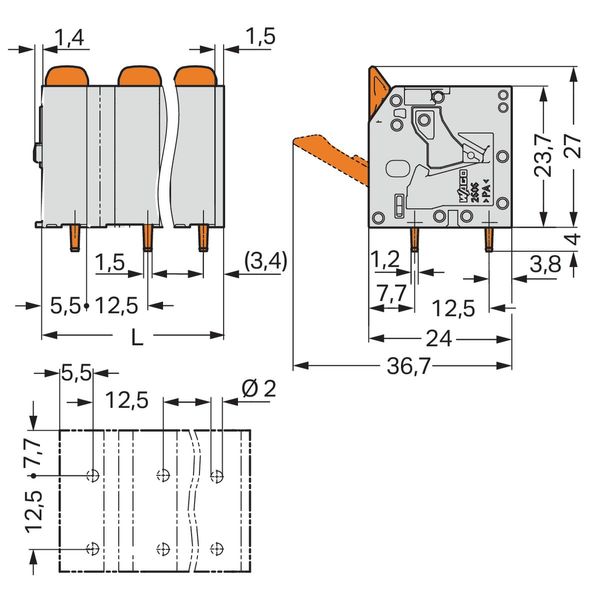 2606-3360 PCB terminal block; lever; 6 mm² image 3