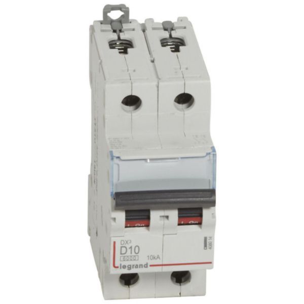 DX³6000 10kA high inlet and low outlet 2P screw circuit breaker 230V~ to 400V~ - 10A - D curve - 2 modules image 1