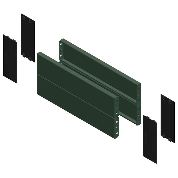 2 side panels for plinth. 300x200mm. Folded sheet steel. RAL 7022. IP 30. IK 10. image 1