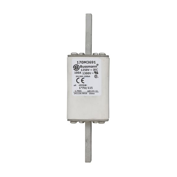 Fuse-link, high speed, 100 A, AC 1250 V, compact size 1, 45 x 45 x 156 mm, aR, IEC, UL image 6