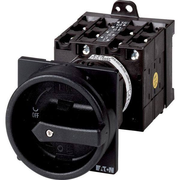 Main switch, T3, 32 A, rear mounting, 3 contact unit(s), 3 pole, 2 N/O, 1 N/C, STOP function, With black rotary handle and locking ring, Lockable in t image 4