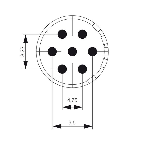 contact insert (circular connector), Solder-in socket, 17 mm, Print co image 1