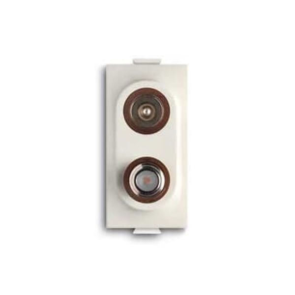 Double demixed TV/SAT coaxial socket, feedthrough, male IEC connector ø 9.5 mm, and female F connector, attenuation 18dB Loop-through socket White - Chiara image 1