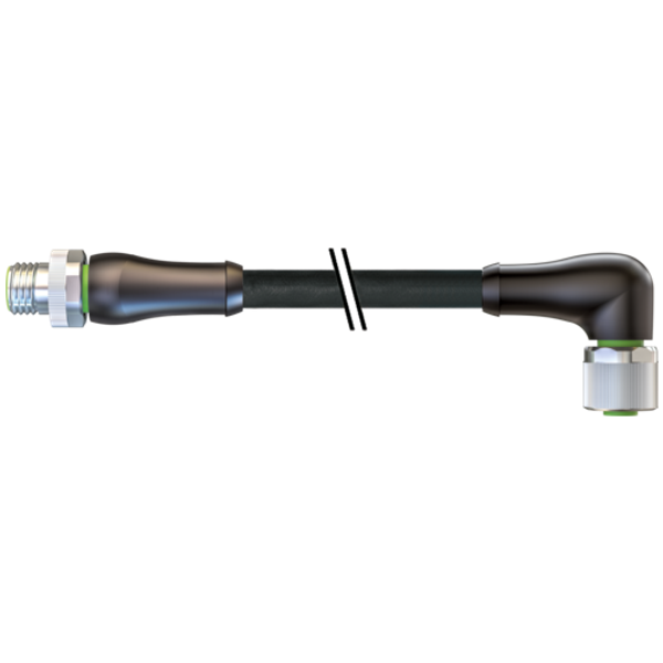 M12 Power male 0° / female 90° S-cod. PUR 4x1.5 bk UL/CSA+drag ch. 10m image 1