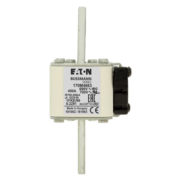 Fuse-link, high speed, 450 A, AC 690 V, size 1, 53 x 69 x 136 mm, aR, IEC, UL, single indicator image 17