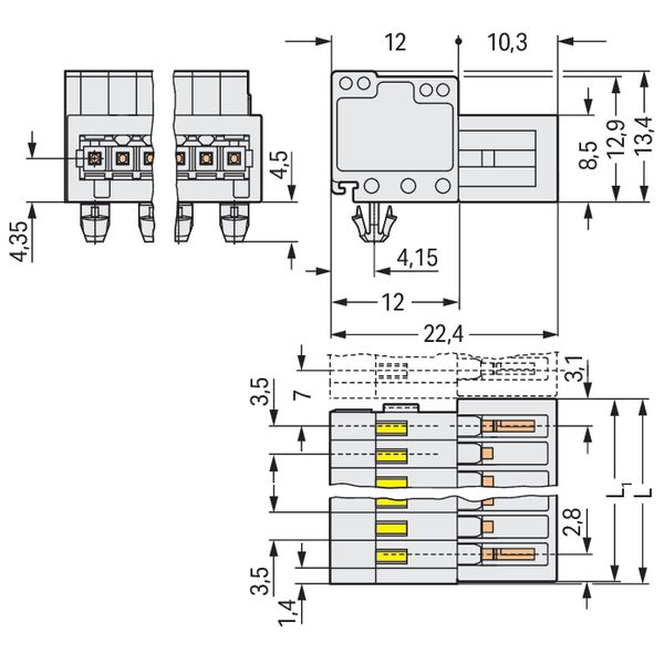 1-conductor male connector CAGE CLAMP® 1.5 mm² light gray image 6