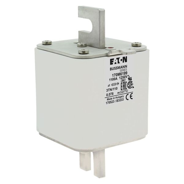 Fuse-link, high speed, 1100 A, AC 1250 V, size 3, 76 x 90 x 139 mm, aR, DIN, IEC, type T indicator image 11