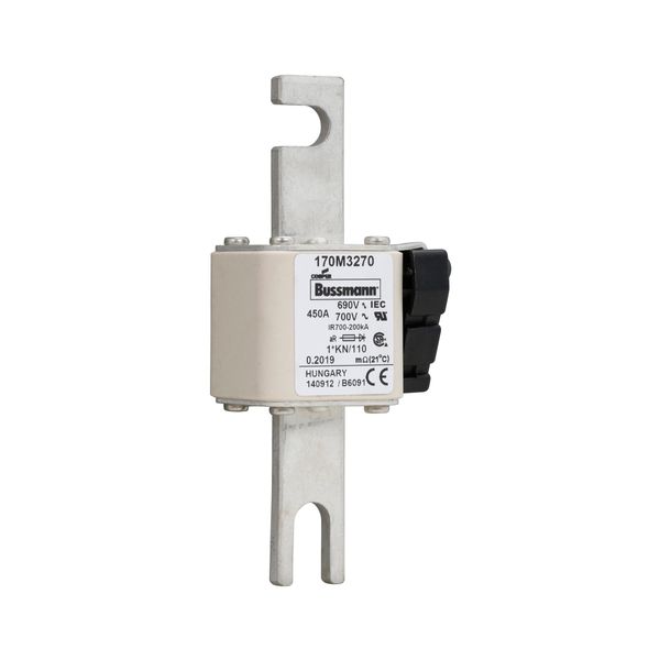 Fuse-link, high speed, 450 A, AC 690 V, compact DIN 1, 45 x 58 x 134 mm, aR, DIN, IEC, type K indicator, 110 mm centres image 13