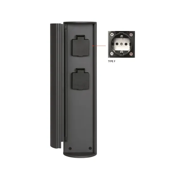 Lucide POWERPOINT - Outdoor socket column ? Sockets with earth connection ? Type F - EUR/RUS standard - Ø 10 cm - IP44 ? Anthracite image 1