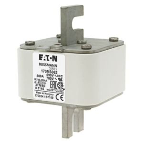 Fuse-link, high speed, 800 A, AC 690 V, DIN 3, 76 x 90 x 109 mm, aR, DIN, IEC, single indicator image 4