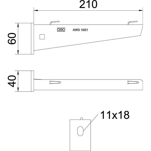 AW G 15 21 FT Wall and support bracket for mesh cable tray B210mm image 2