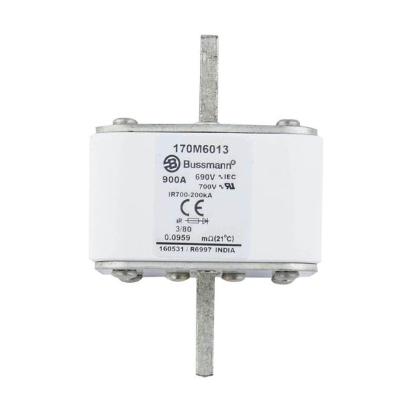 Fuse-link, high speed, 900 A, AC 690 V, DIN 3, 76 x 76 x 109 mm, aR, DIN, IEC, single indicator image 8