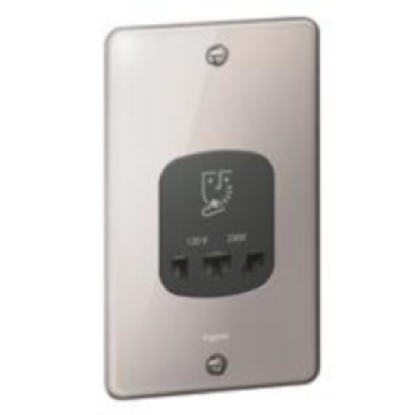 Synergy Authentic 230/120V AC Shaver Socket Polished Stainless Steel image 1