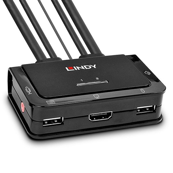 2 Port HDMI 4K30, USB 2.0 & Audio Cable KVM Switch Switch between 2 HDMI® equipped PCs from one keyboard, mouse and monitor image 1