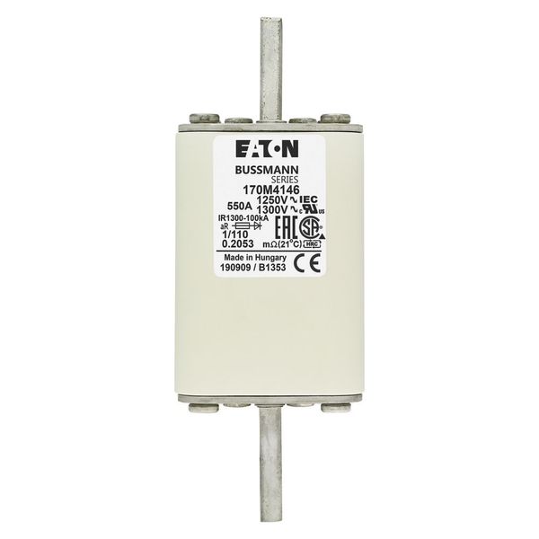 Fuse-link, high speed, 550 A, AC 1250 V, size 1, 53 x 66 x 138 mm, aR, DIN, IEC, single indicator image 6