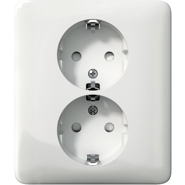 Exxact double socket-outlet branching earthed white image 3