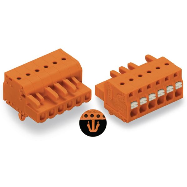 1-conductor female connector push-button Push-in CAGE CLAMP® orange image 1