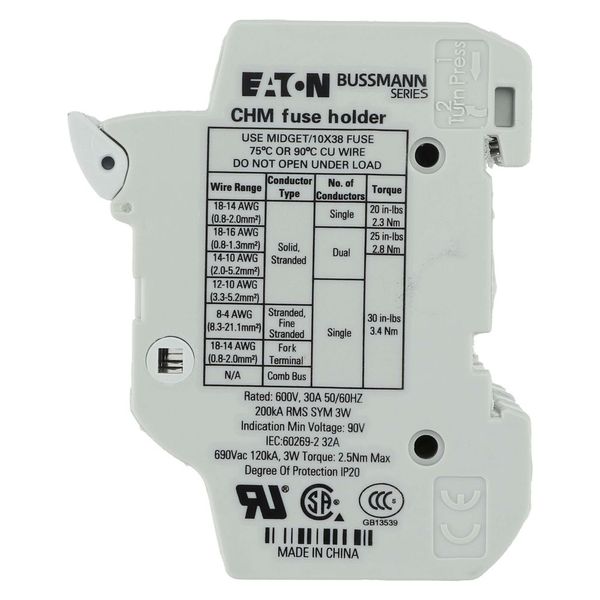 Fuse-holder, low voltage, 32 A, AC 690 V, 10 x 38 mm, 4P, UL, IEC image 37
