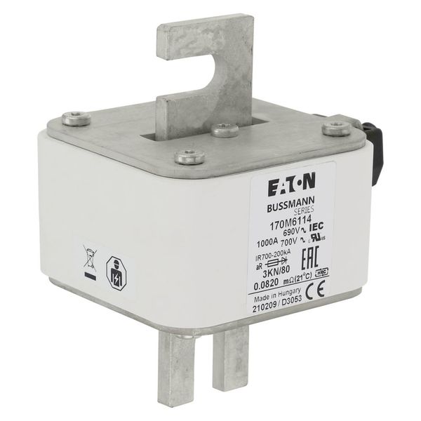 Fuse-link, high speed, 1000 A, AC 690 V, size 3, 74 x 92 x 111 mm, aR, IEC, single indicator image 8