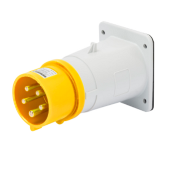STRAIGHT FLUSH MOUNTING INLET - IP44 - 3P+N+E 32A 100-130V 50/60HZ - YELLOW - 4H - SCREW WIRING image 1