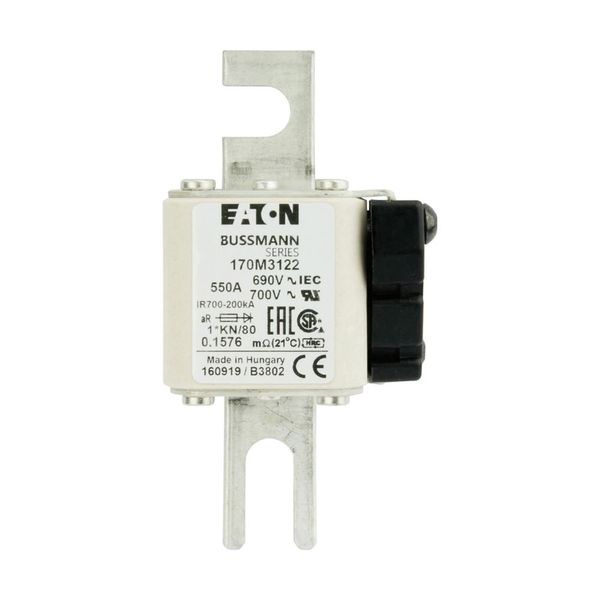 Fuse-link, high speed, 550 A, AC 690 V, compact DIN 1, 45 x 59 x 104 mm, aR, DIN, IEC, single indicator image 11