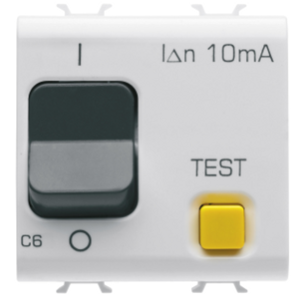 RESIDUAL CURRENT BREAKER WITH OVERCURRENT PROTECTION - C CHARACTERISTIC - CLASS A - 1P+N 6A 230Vac 10mA - 2 MODULES - GLOSSY WHITE - CHORUSMART image 1