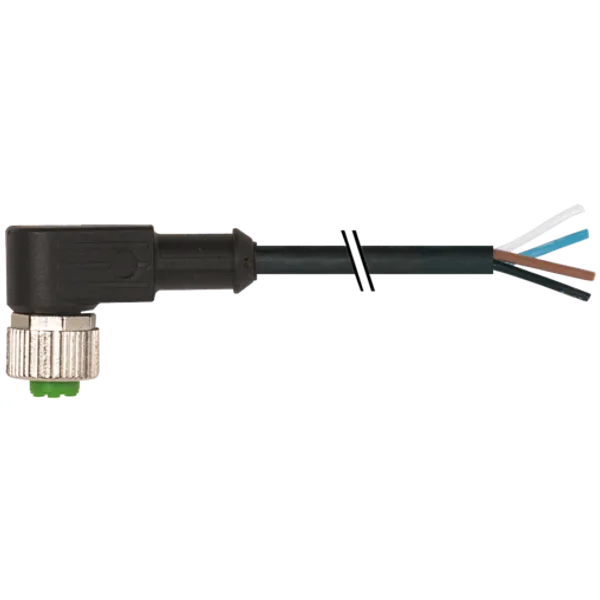 M12 female 90° A-cod. with cable PUR 4x0.34 bk UL/CSA 10m image 1