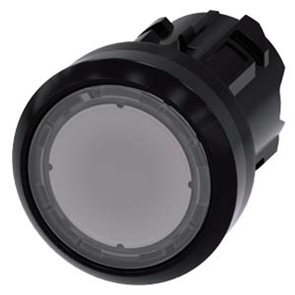 Indicator light in illuminated pushbutton design, 22 mm, round, plastic, clear, with laser labeling, upper case image 1