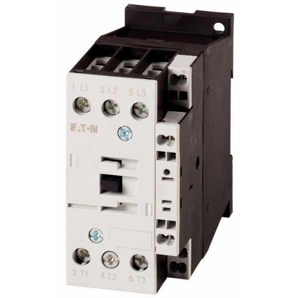 Contactor, 3 pole, 380 V 400 V 15 kW, 1 N/O, RDC 24: 24 - 27 V DC, DC operation, Spring-loaded terminals image 1