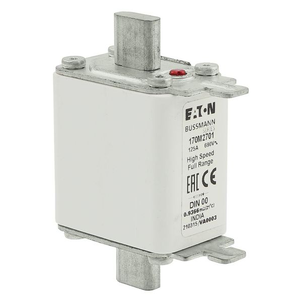 Fuse-link, high speed, 125 A, AC 690 V, DIN 00, 30 x 60 x 79 mm, gR, DIN, IEC, single indicator image 10