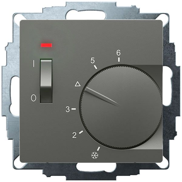 UP room controller, anthracite 55x55, 5-30C, AC 230V, 1 opener, 10 A, temperature reduction approx. 4K, switch on/off, display controller "on" image 1