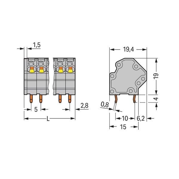 PCB terminal block 4 mm² Pin spacing 5 mm gray image 2