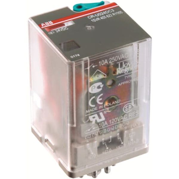 CR-U012DC2L Pluggable interface relay 2c/o, A1-A2=12VDC, 250V/10A, LED image 2