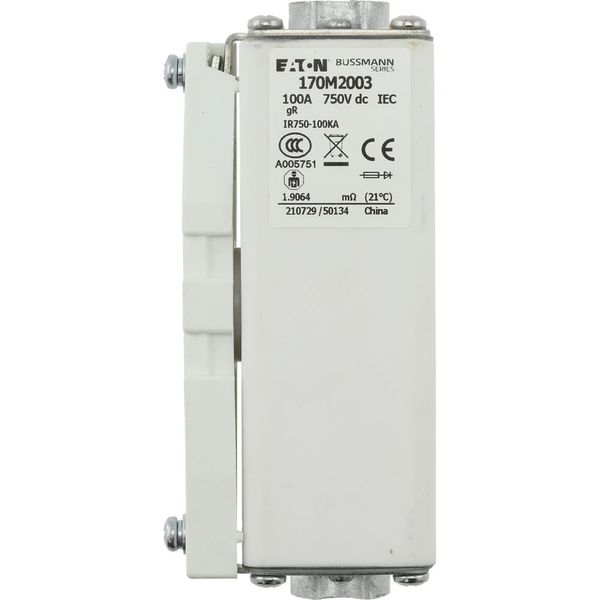 Fuse-link, high speed, 100 A, DC 750 V, compact size 1, 41 x 59 x 128 mm, aR, IEC, single indicator image 7