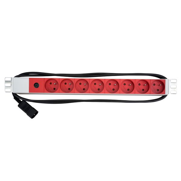 19"PDU for UPS, 8xUTE Red,2m-cable w.C14,10A-Fuse,1U,RAL7035 image 1