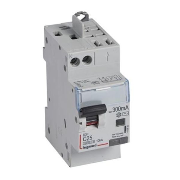 Monoblock differential circuit breaker DX³6000 10kA high screw inlet automatic high outlet U+N 230V~ - 25A - typeAC 300mA image 1