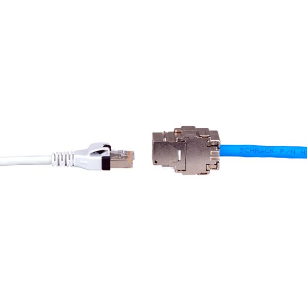 Push Pull Patchcord RJ45 shielded Cat.6a 10GB LS0H grey  10m image 2