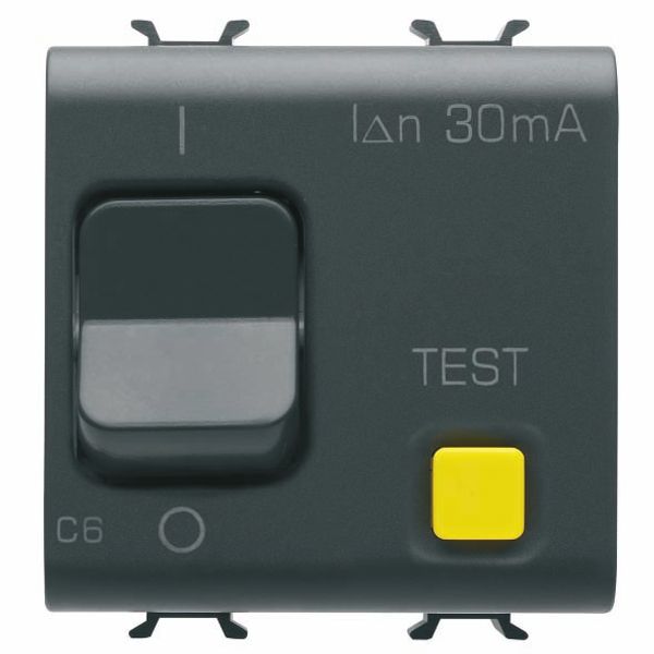 RESIDUAL CURRENT BREAKER WITH OVERCURRENT PROTECTION - C CHARACTERISTIC - CLASS A - 1P+N 6A 230Vac 30mA - 2 MODULES - SATIN BLACK - CHORUSMART image 2