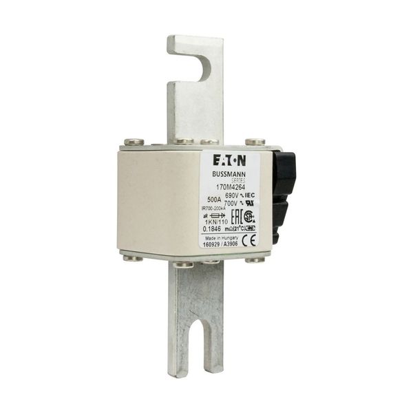 Fuse-link, high speed, 500 A, AC 690 V, DIN 1, 53 x 69 x 138 mm, aR, DIN, IEC, single indicator image 10