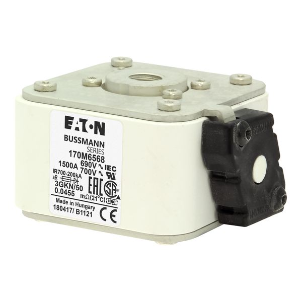 Fuse-link, high speed, 1500 A, AC 690 V, size 3, 76 x 92 x 53 mm, aR, IEC, UL, single indicator image 4