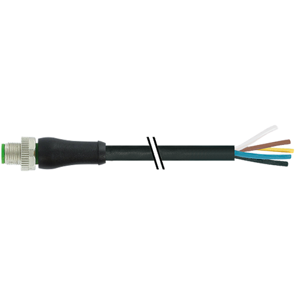 M12 Power male 0° K-cod. with cable PUR 5x1.5 bk UL/CSA+drag ch. 3m image 1