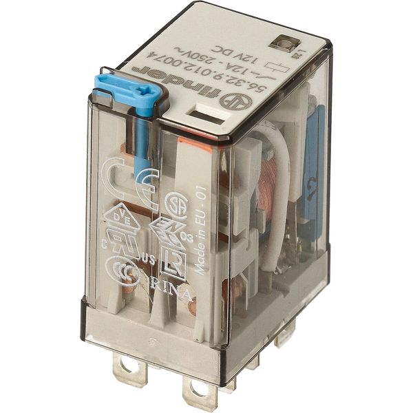 Miniature power Rel. 2CO 12A/12VDC/Agni/Test button/LED/Mech.ind. (56.32.9.012.0074) image 3