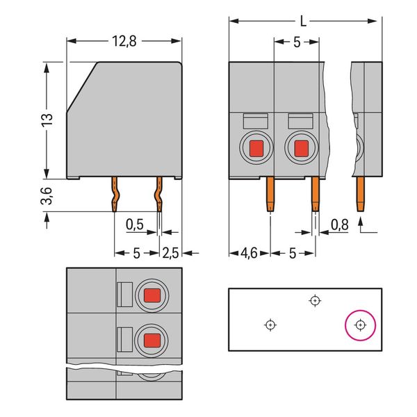 2-conductor PCB terminal block 1.5 mm² Pin spacing 5 mm gray image 4