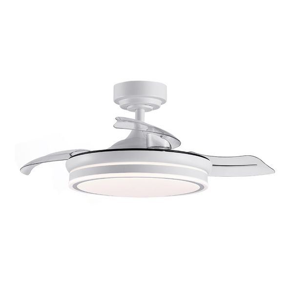 Mini Moss White LED Ceiling Fan 35W 3900 Lm CCT Folding blades image 1