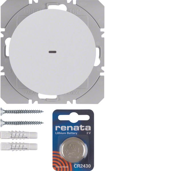 KNX radio wall-transmitter 1gang flat quicklink, R.1/R.3, p. white glo image 1