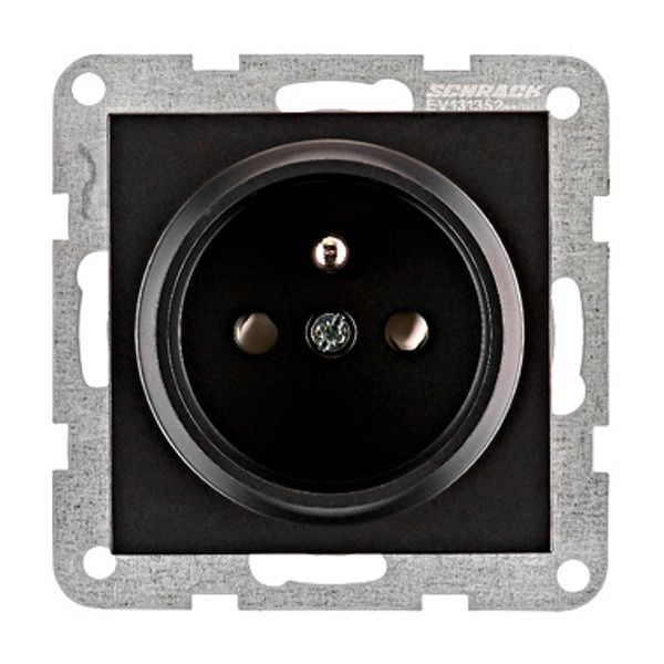 Pin socket outlet with safety shutter, screw clamps, black image 1